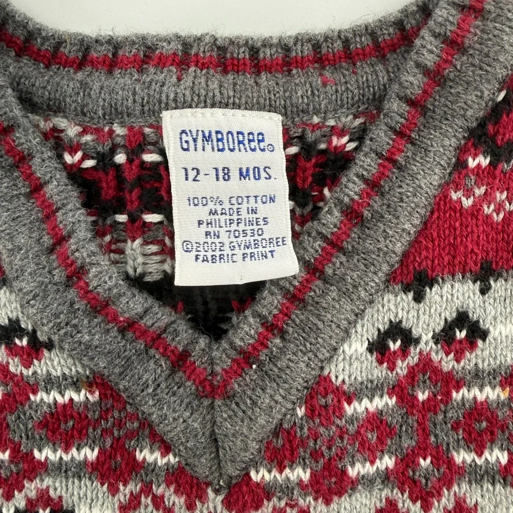 Gymboree‎ Kids 12-18M Sweater Vest Red Fair Isle Vintage Knit Holiday Preppy EUC